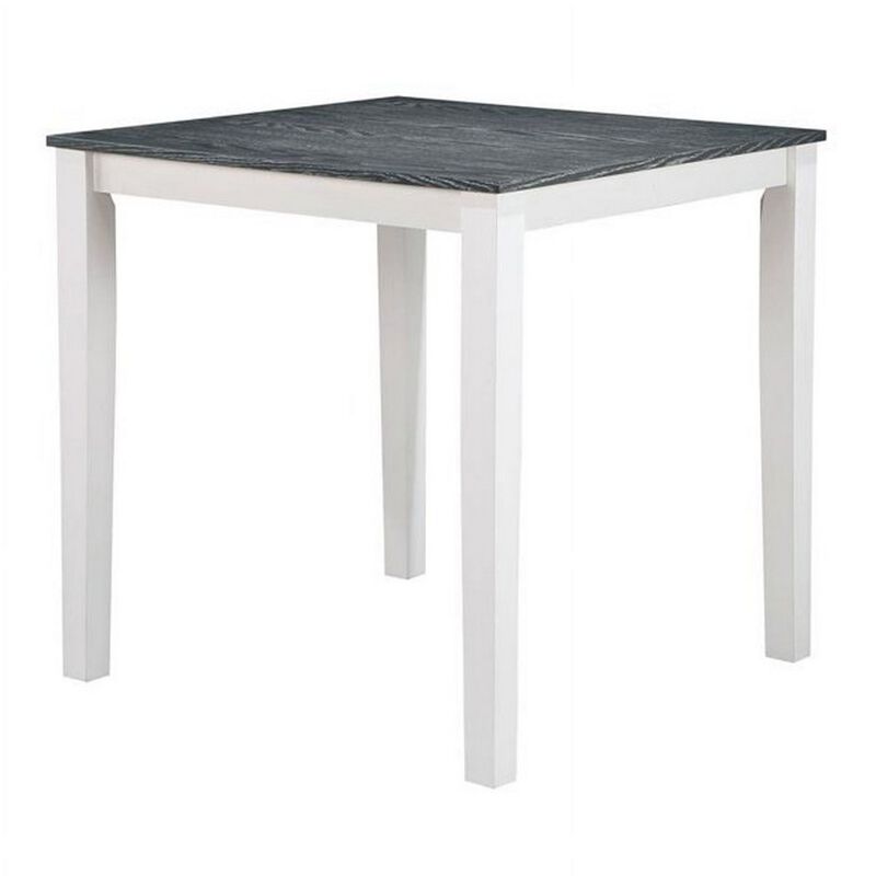 Helio 5 Piece Counter Height Dining Table and Chairs Set, White Wood, Gray - Benzara