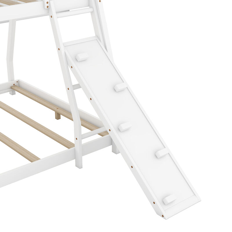 Merax House Bunk Bed with Climbing Nets and Climbing Ramp