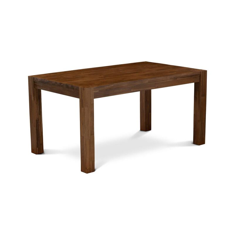 East West Furniture CNAB5-N8-05 - 5-Pc Modern Dining Table Set- 4 Dining Chairs and Wood Dining Table - Grey Linen Fabric Seat and High Chair Back (Antique Walnut Finish)