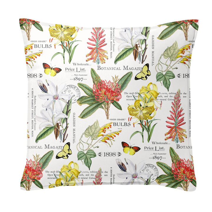 6ix Tailors Fine Linens Vintage Botanicals White Decorative Throw Pillows