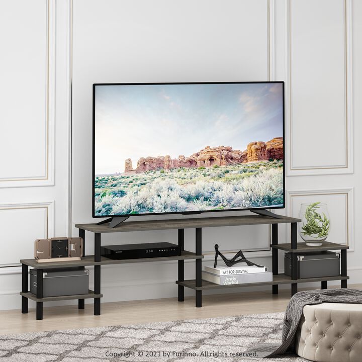 Furinno Furinno Turn-N-Tube Grand Entertainment Center for TV up to 80 Inch, French Oak Grey/Black