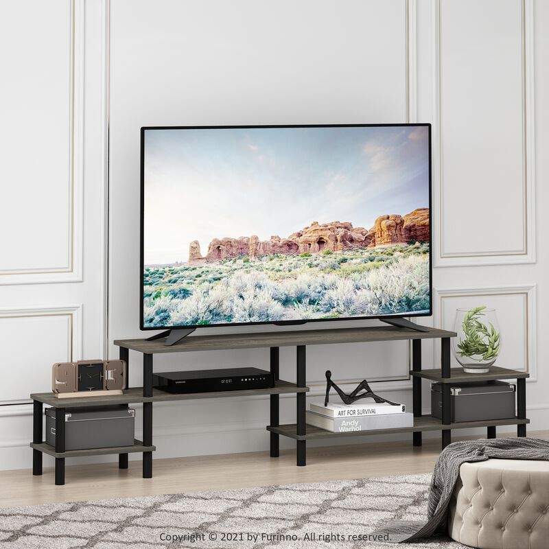 Furinno Furinno Turn-N-Tube Grand Entertainment Center for TV up to 80 Inch, French Oak Grey/Black