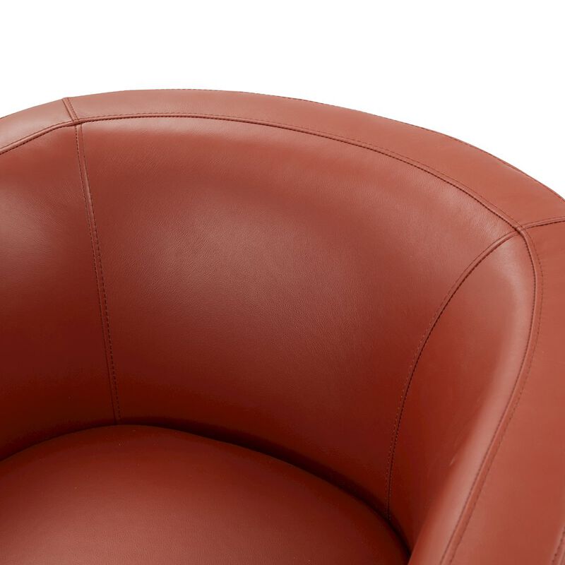 Comfort Pointe Caramel Top Grain Leather Swivel Glider Barrel Chair
