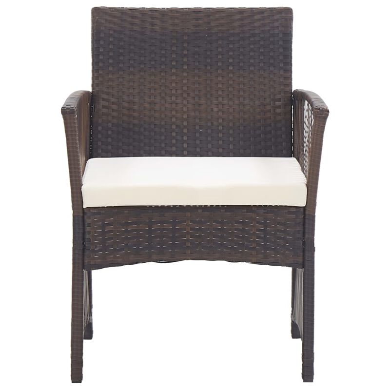 vidaXL Patio Armchairs with Cushions 2 pcs Brown Poly Rattan