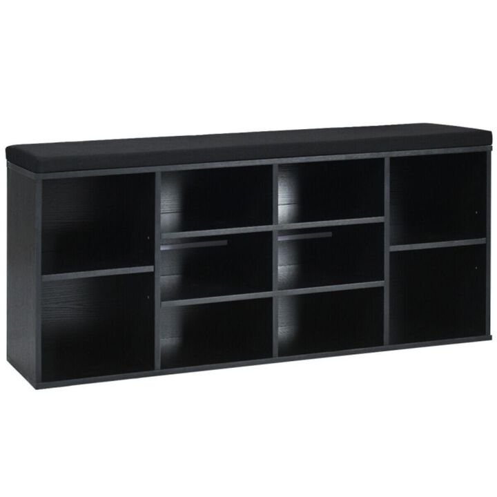 Hivvago 10-Cube Organizer Shoe Storage Bench with Cushion for Entryway