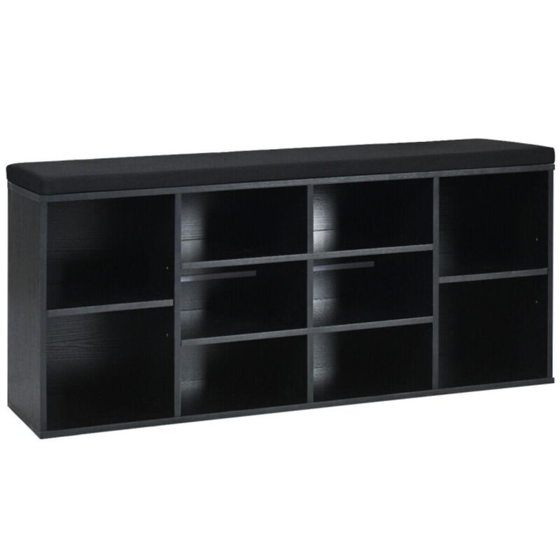 Hivvago 10-Cube Organizer Shoe Storage Bench with Cushion for Entryway