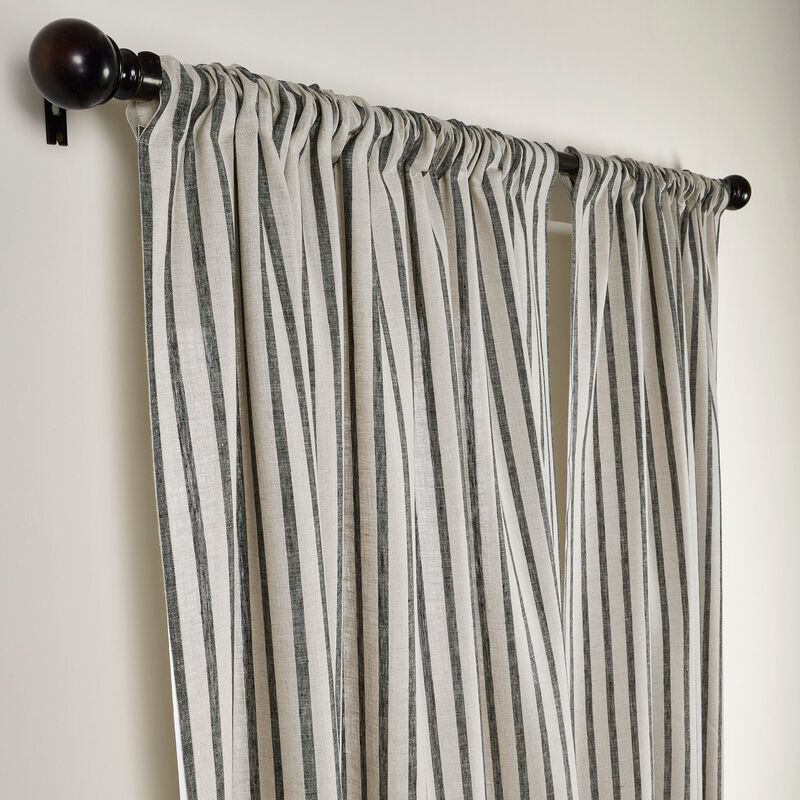 Solino Home 100% Pure Linen Madison Stripe Curtain for Thanksgiving, Christmas