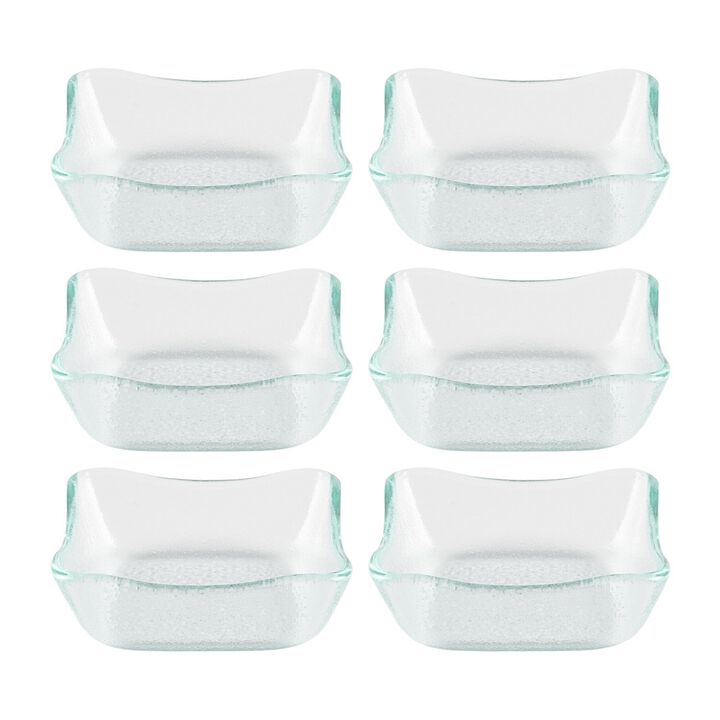 Glass Dinnerware 3.5" x 3.5" x h:1.25" 3 oz. Square Clear Glass Deep Plate (Set of 6)