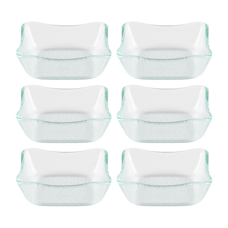 Glass Dinnerware 3.5" x 3.5" x h:1.25" 3 oz. Square Clear Glass Deep Plate (Set of 6)