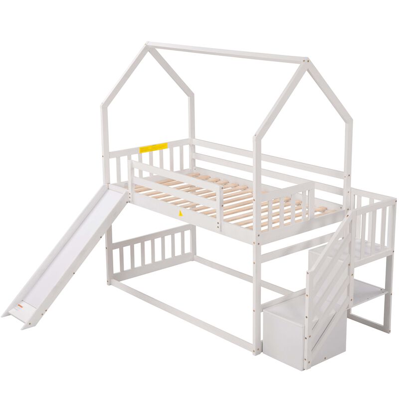 Merax House Bunk Bed with Slide