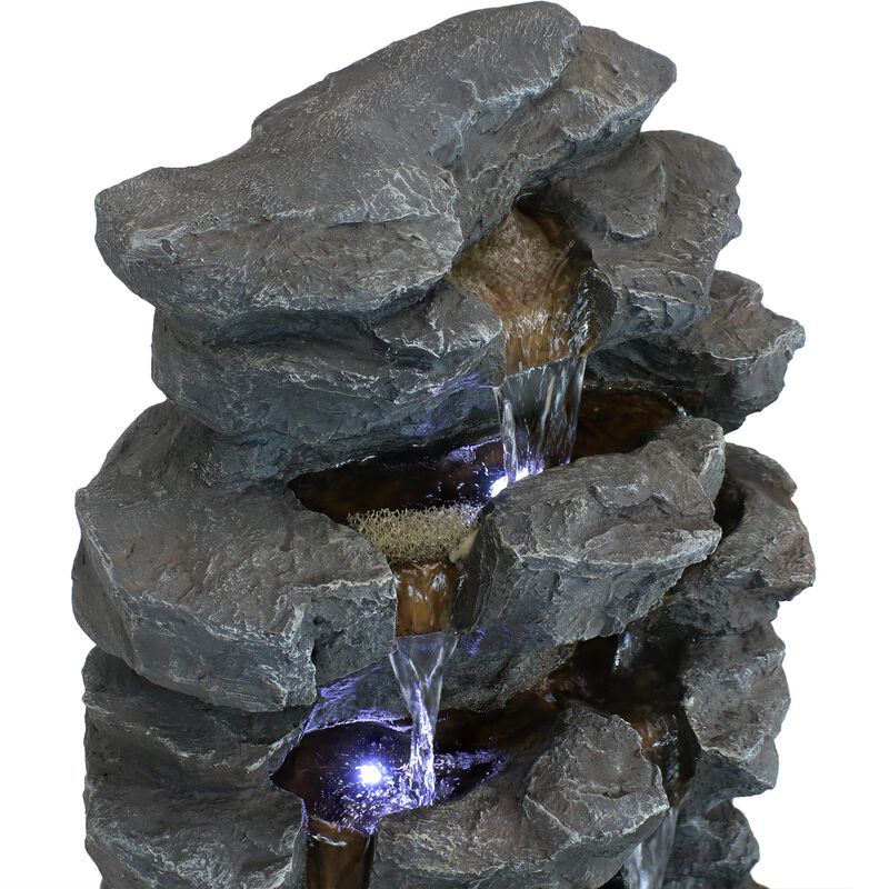 Sunnydaze Polyresin Grotto Falls Water Fountain with LED Lights - 24 in