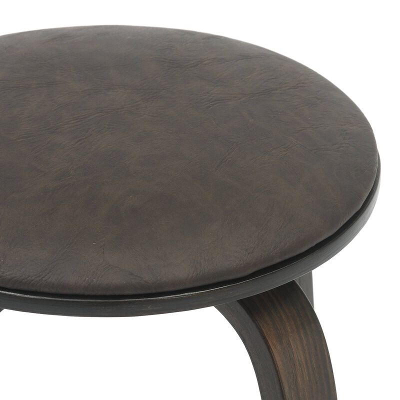 LeisureMod Pelya Modern Swivel Counter Stool Upholstered in Leather in Taupe