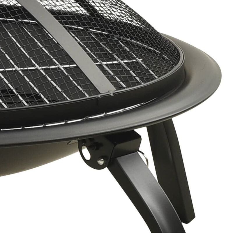 vidaXL 2-in-1 Fire Pit and BBQ with Poker 22"x22"x19.3" Steel