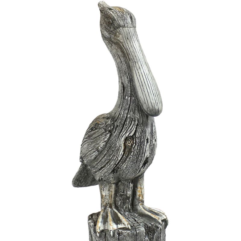 Sunnydaze Pelican Perch Outdoor Polystone Garden Statue - 22 in