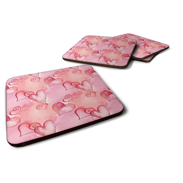 Caroline's Treasures Watercolor Red Hearts Decorative coasters, 3.5, Multicolor