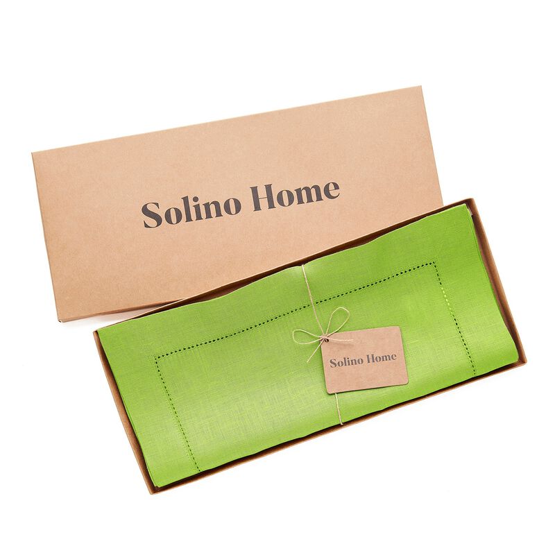 Solino Home 100% Pure Linen Table Runner | Classic Hemstitch for Valentines