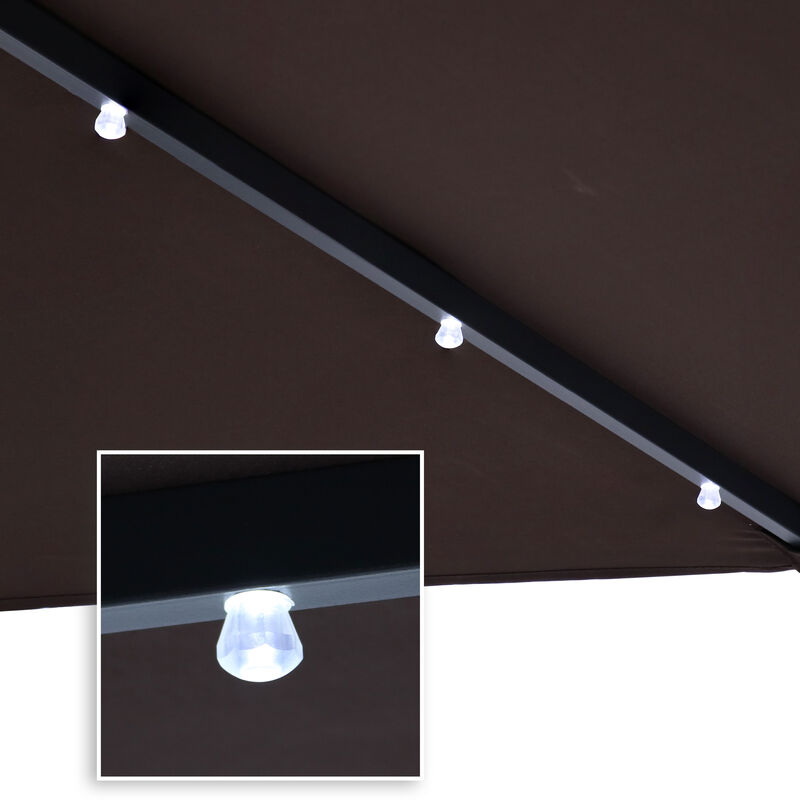 Sunnydaze 10 ft Solar Offset Steel Patio Umbrella with Crank