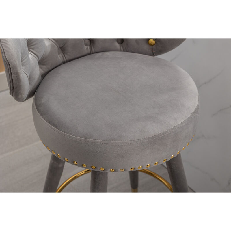Set of 2 Solid Wood Counter Height Bar Stools