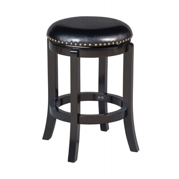 Nailhead Trim Round Leatherette Swivel Counter Stool with Flared Leg
