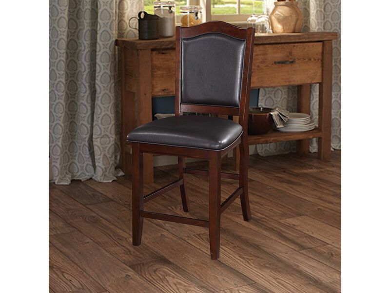 Wooden Armless High Chair, Espresso Brown & Black, Set of 2 - Benzara