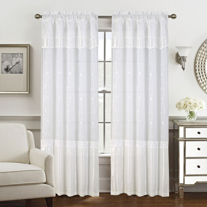 Priscilla Embroidered Panel With Double Valance 54'' x 90'' Gold