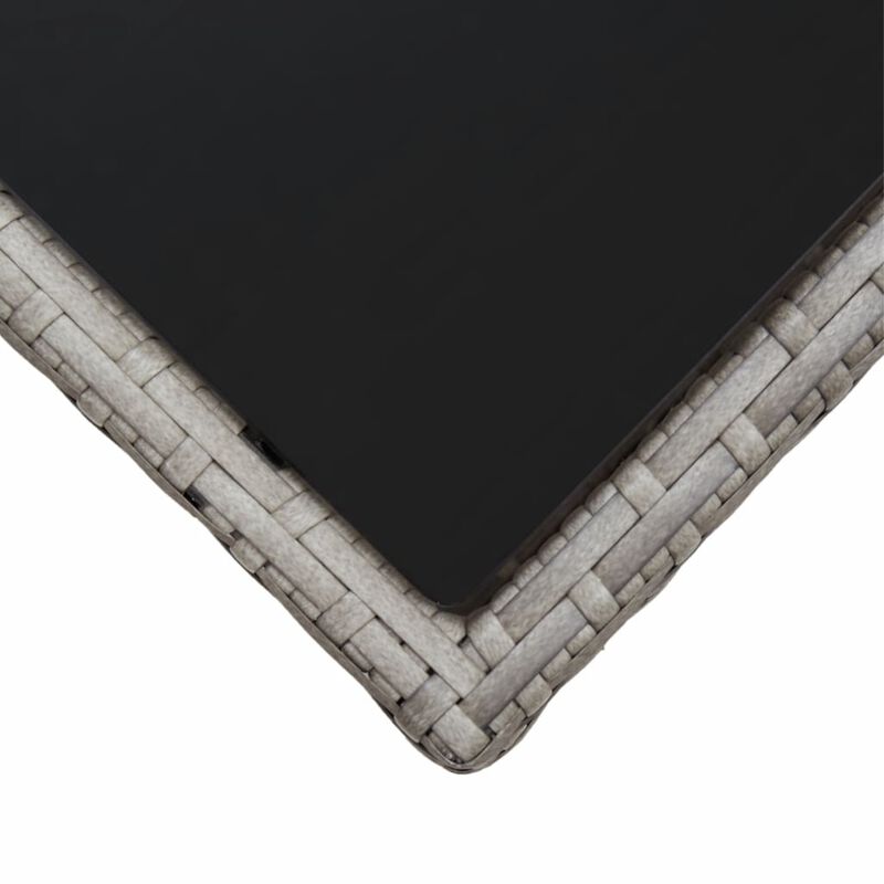 vidaXL Coffee Table Gray 17.7"x17.7"x15.7" Poly Rattan and Glass