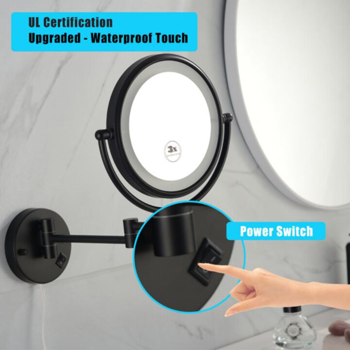 LED Wall-Mounted Double-Sided Magnifying Makeup Vanity Mirror