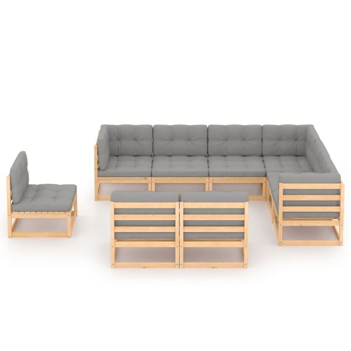 vidaXL 9 Piece Garden Lounge Set with Cushions Solid Pinewood