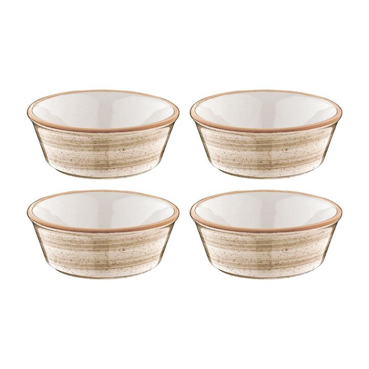 Terrain dia.4.75" h:1.75" 10 oz. Round Brown Porcelain Bowl (Set of 4)