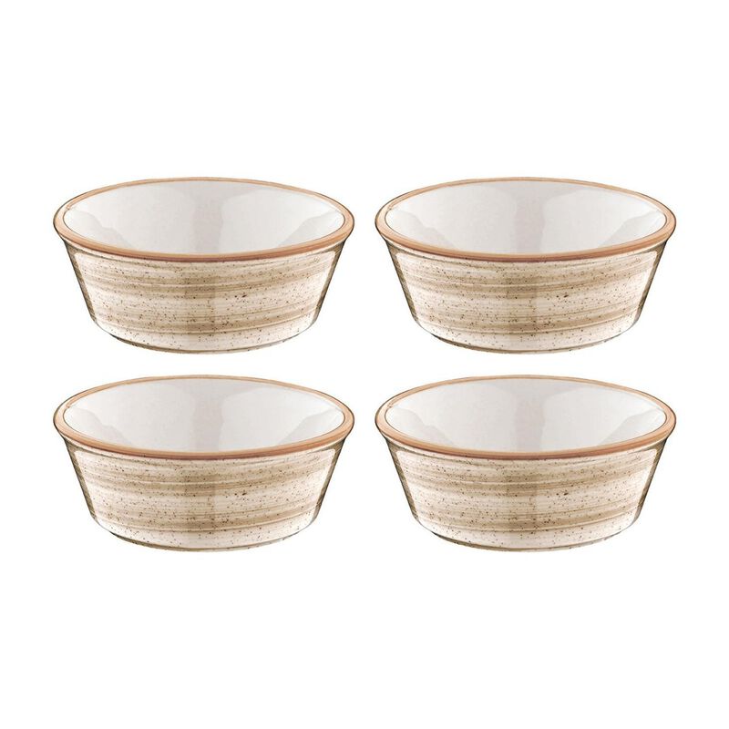 Terrain dia.4.75" h:1.75" 10 oz. Round Brown Porcelain Bowl (Set of 4)