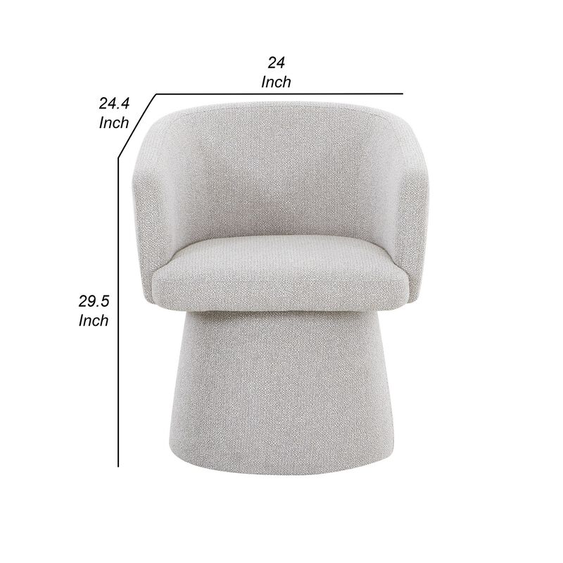 24 Inch Accent Dining Chair, Cushioned Seat and Windsor Back, Gray Linen - Benzara