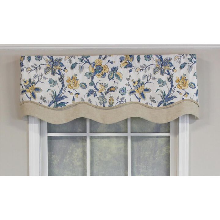 RLF Home Gianna Glory Valance Spa. 3" Rod Pocket, Layered, Trimmed. 50"W X 16"L