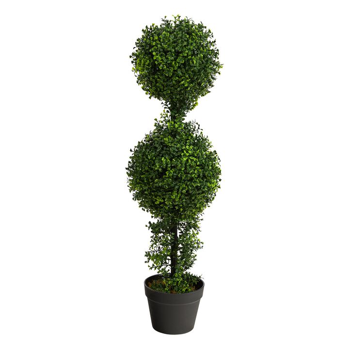 Hivvago 34 Inches Boxwood Double Ball Topiary Artificial Tree (Indoor/Outdoor)