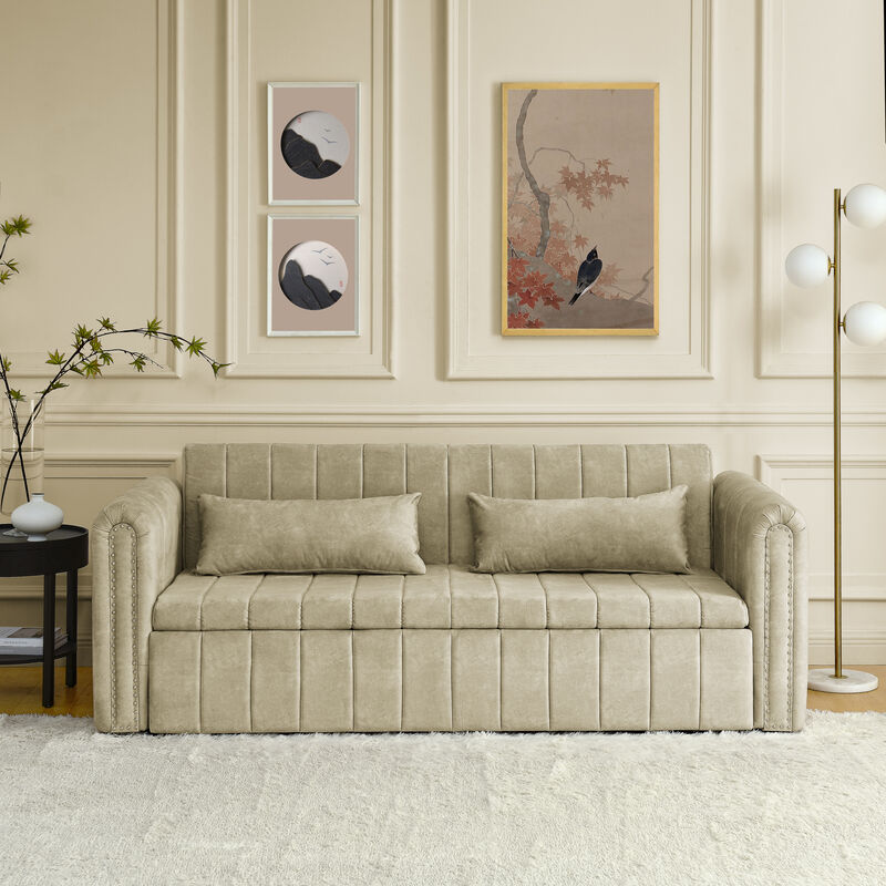 Merax Convertible Futon 3 Seats Sofa Bed with Two Drawers