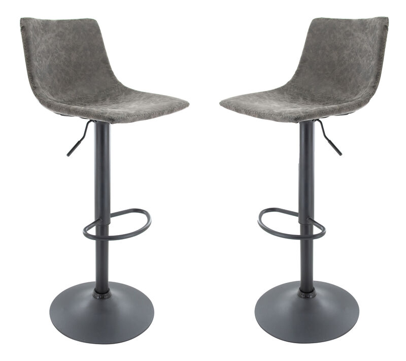 LeisureMod Tilbury Modern Adjustable Bar Stool With Footrest & 360-Degree Swivel Set of 2