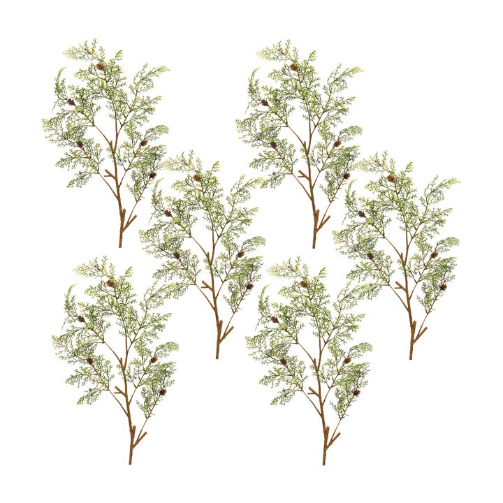 Cedar Artificial Spray for Seasonal and Holiday Décor (Set of 6)