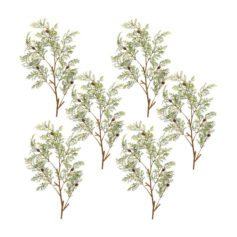 Cedar Artificial Spray for Seasonal and Holiday Décor (Set of 6)