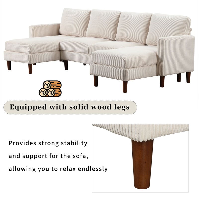 Merax Corduroy Fabric U-shaped Sofa Couch