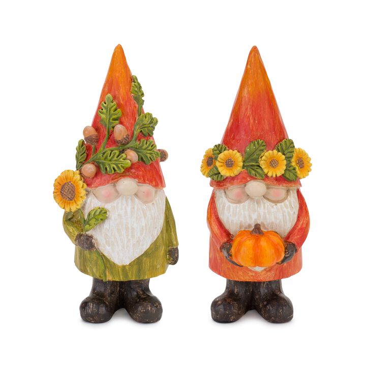 Set of 4 Fall Gnome Figurines for Garden, Yard, and Autumn Décor