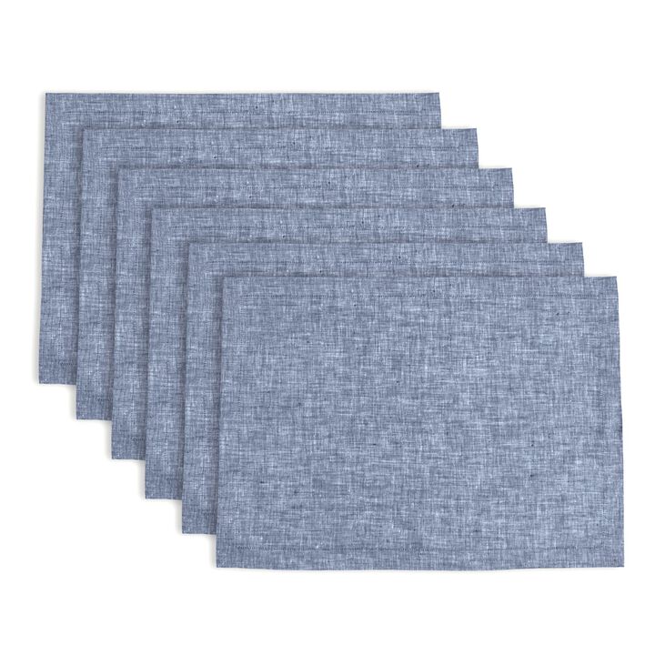 Solino Home 100% Pure Linen 14 x 19 Inch Placemats Set of 6 | Athena