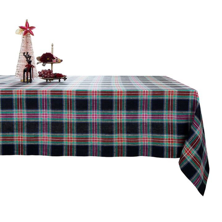 Solino Home 100% Pure Linen Black Jewel Plaid for Spring and Easter