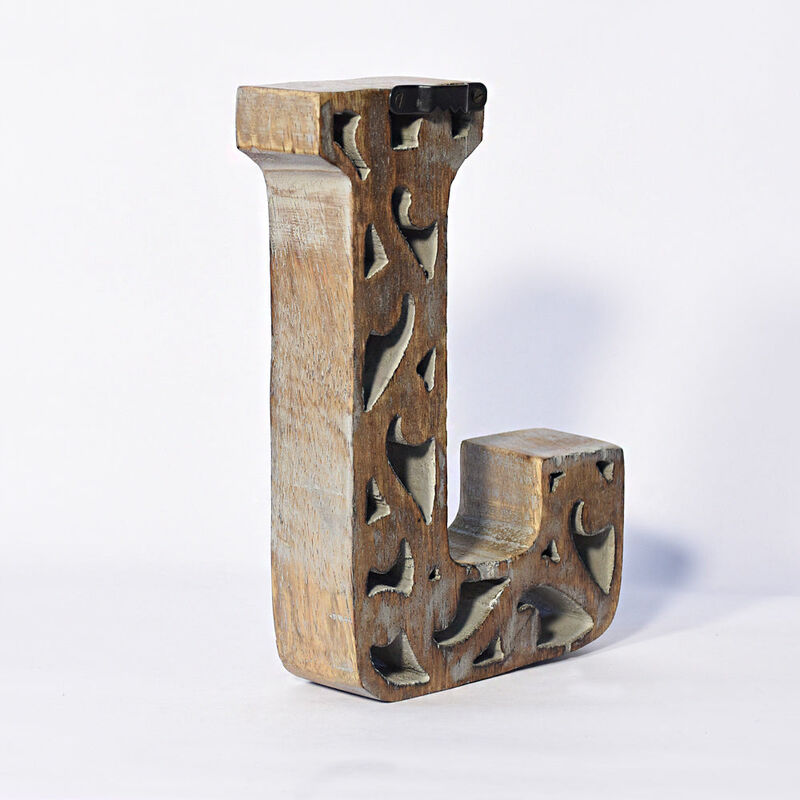 Vintage Gray Handmade Eco-Friendly "J" Alphabet Letter Block For Wall Mount & Table Top D�cor