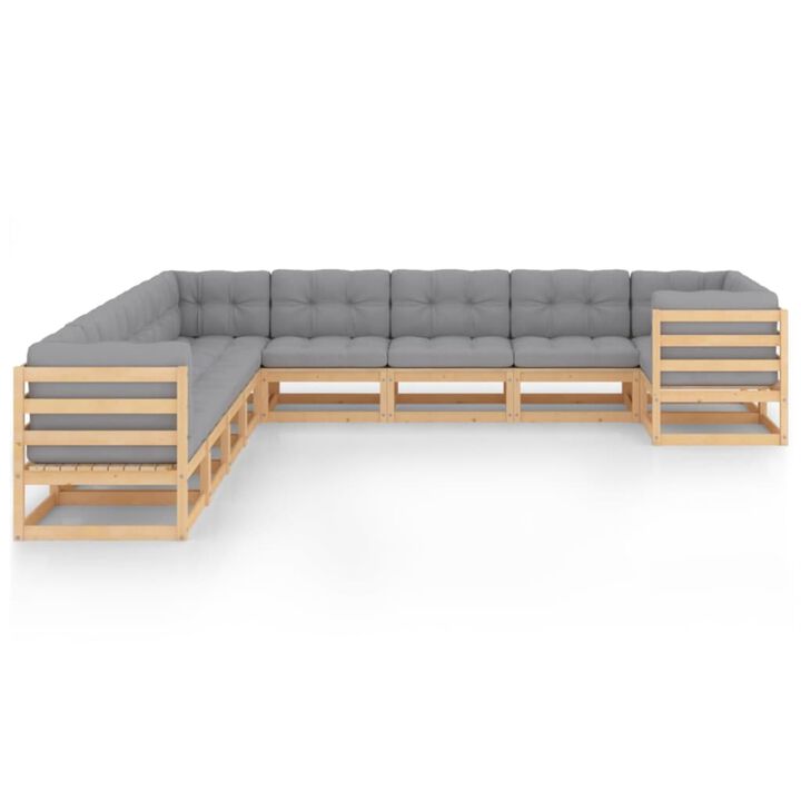 vidaXL 10 Piece Garden Lounge Set with Cushions Solid Pinewood
