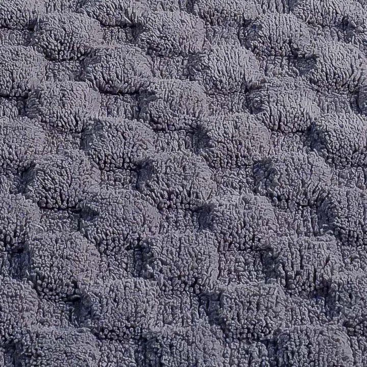 Knightsbridge Luxurious Block Pattern High Quality Year Round Cotton With Non-Skid Back Bath Rug 24" X 40" Silver