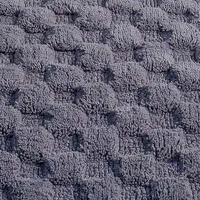 Knightsbridge Luxurious Block Pattern High Quality Year Round Cotton With Non-Skid Back Bath Rug 24" X 40" Silver