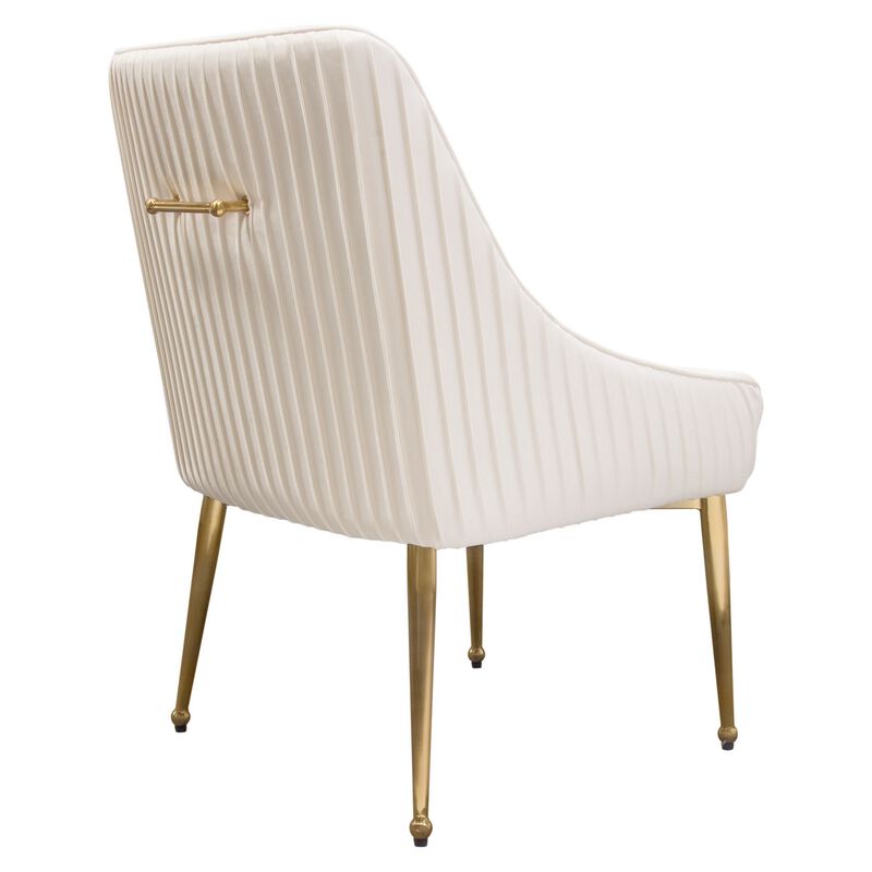 24 Inch Dining Chair, Set of 2, Cushioned Seating, Sloped Arms, Off White - Benzara