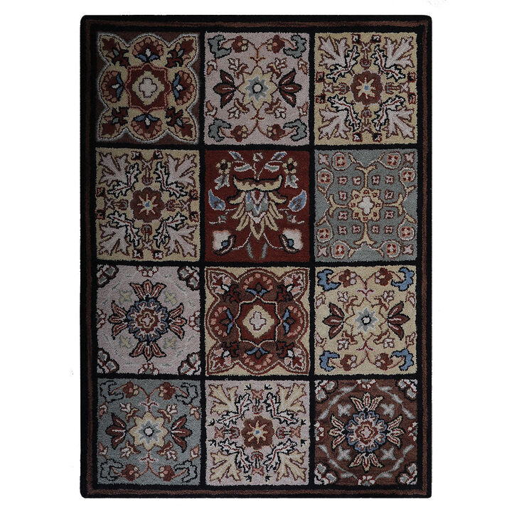 RUGSOTIC CARPETS HAND TUFTED WOOL ECO-FRIENDLY AREA RUGS  - 5'x8', Rectangle Shape, Multicolor, Floral Modern Design, High Pile Thick Handmade Area Rugs for Living Room, Bed Room (K0TM14)