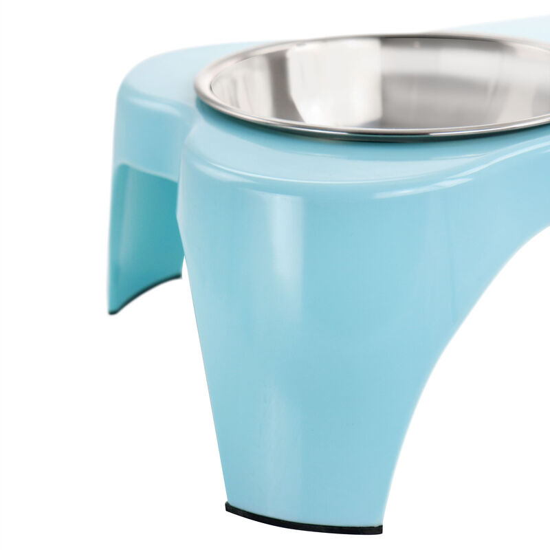 Gibson Home Bow Wow Meow 3 Piece Elevated Pet Bowl Dinner Set in Teal