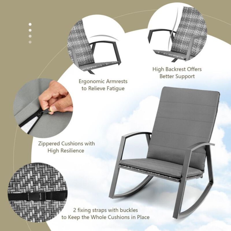 Hivvago 3 Pieces Patio Rattan Rocking Furniture Set