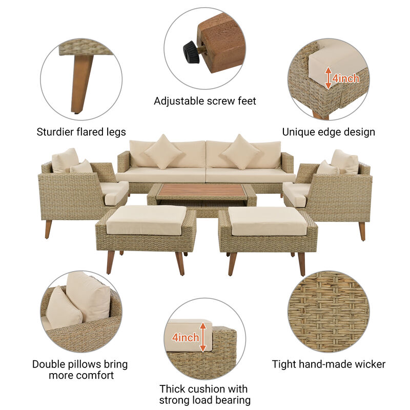 Merax All Weather PE Wicker Outdoor Rattan Sofa Set